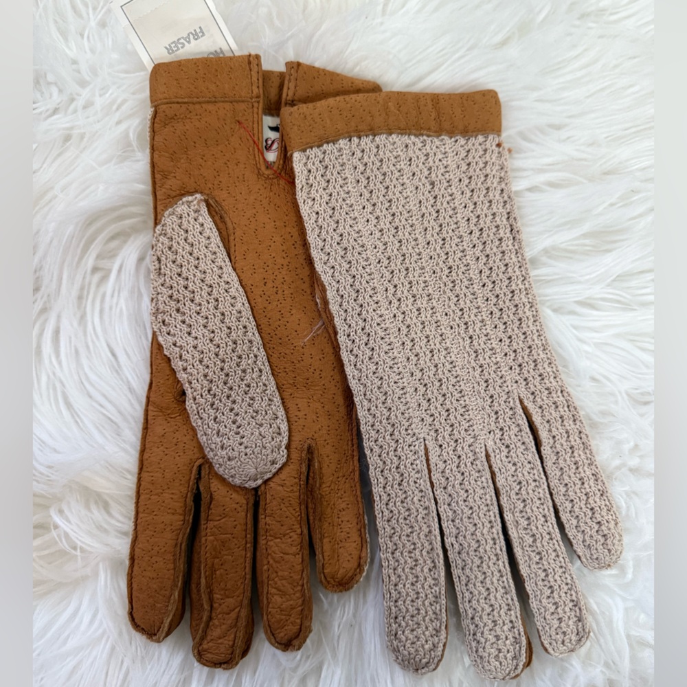 House of Fraser | ✨ Vintage ✨ Leather & Crochet Riding Gloves